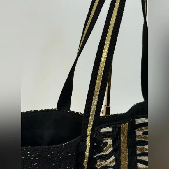 America & Beyond Canvas Bee Glam Hand Beaded Tote Bag - Picture 14 of 15